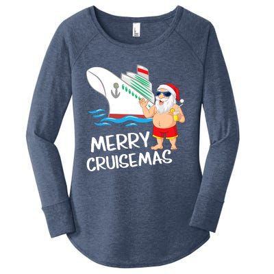 Merry Cruisemas Santa Claus Christmas Family Cruise Graphic Women's Perfect Tri Tunic Long Sleeve Shirt