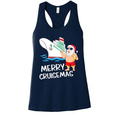 Merry Cruisemas Santa Claus Christmas Family Cruise Graphic Women's Racerback Tank