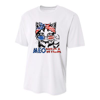 meowica cat Sunglasses american flag 4th of july merica usa Youth Performance Sprint T-Shirt