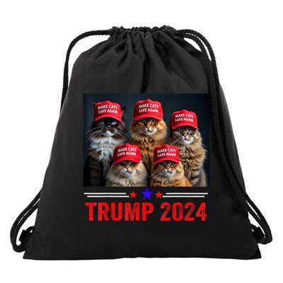 Make Cats Safe Again Trump 2024 Drawstring Bag