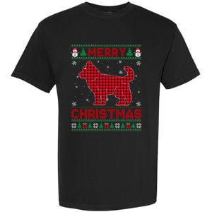 Merry Christmas Siberian Husky Dog Buffalo Red Plaid Sweater Long Sleeve Garment-Dyed Heavyweight T-Shirt