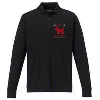 Merry Christmas Siberian Husky Dog Buffalo Red Plaid Sweater Long Sleeve Performance Long Sleeve Polo