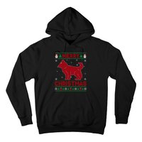 Merry Christmas Siberian Husky Dog Buffalo Red Plaid Sweater Long Sleeve Hoodie