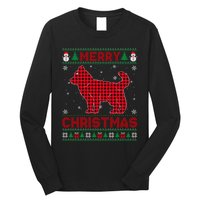 Merry Christmas Siberian Husky Dog Buffalo Red Plaid Sweater Long Sleeve Long Sleeve Shirt