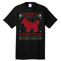 Merry Christmas Siberian Husky Dog Buffalo Red Plaid Sweater Long Sleeve Tall T-Shirt