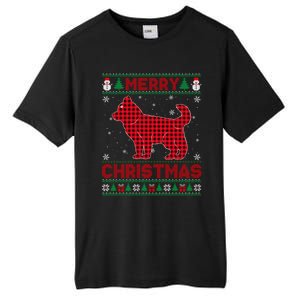 Merry Christmas Siberian Husky Dog Buffalo Red Plaid Sweater Long Sleeve Tall Fusion ChromaSoft Performance T-Shirt