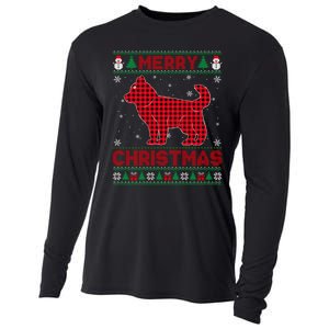 Merry Christmas Siberian Husky Dog Buffalo Red Plaid Sweater Long Sleeve Cooling Performance Long Sleeve Crew