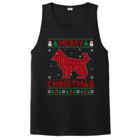 Merry Christmas Siberian Husky Dog Buffalo Red Plaid Sweater Long Sleeve PosiCharge Competitor Tank