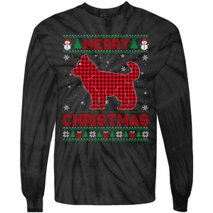 Merry Christmas Siberian Husky Dog Buffalo Red Plaid Sweater Long Sleeve Tie-Dye Long Sleeve Shirt