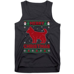 Merry Christmas Siberian Husky Dog Buffalo Red Plaid Sweater Long Sleeve Tank Top