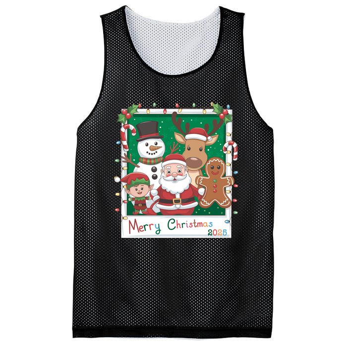 Merry Christmas Santa Elf Reindeer Snowman Gingerbread Mesh Reversible Basketball Jersey Tank