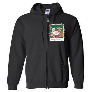 Merry Christmas Santa Elf Reindeer Snowman Gingerbread Full Zip Hoodie