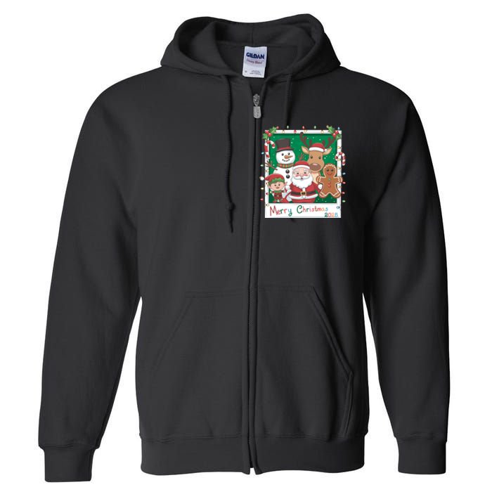 Merry Christmas Santa Elf Reindeer Snowman Gingerbread Full Zip Hoodie