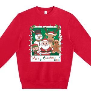 Merry Christmas Santa Elf Reindeer Snowman Gingerbread Premium Crewneck Sweatshirt