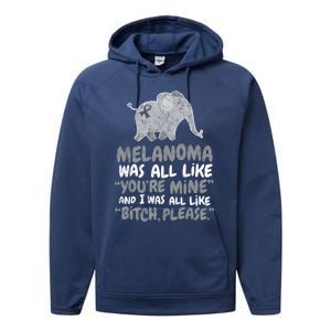 Melanoma Cancer Survivor Quote Funny Bitch Please Elephant Cool Gift Performance Fleece Hoodie