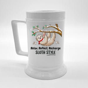 Merry Christmas Sloth Xmas Family Relax Reflect Recharge Beer Stein