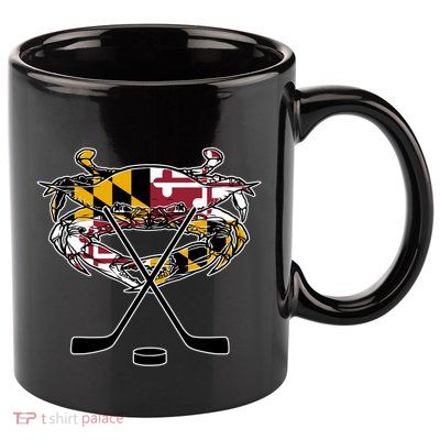 Maryland Crab State Pride Flag Gift Ice Hockey And Blue Crab Gift 11oz C Handle Ceramic Mug
