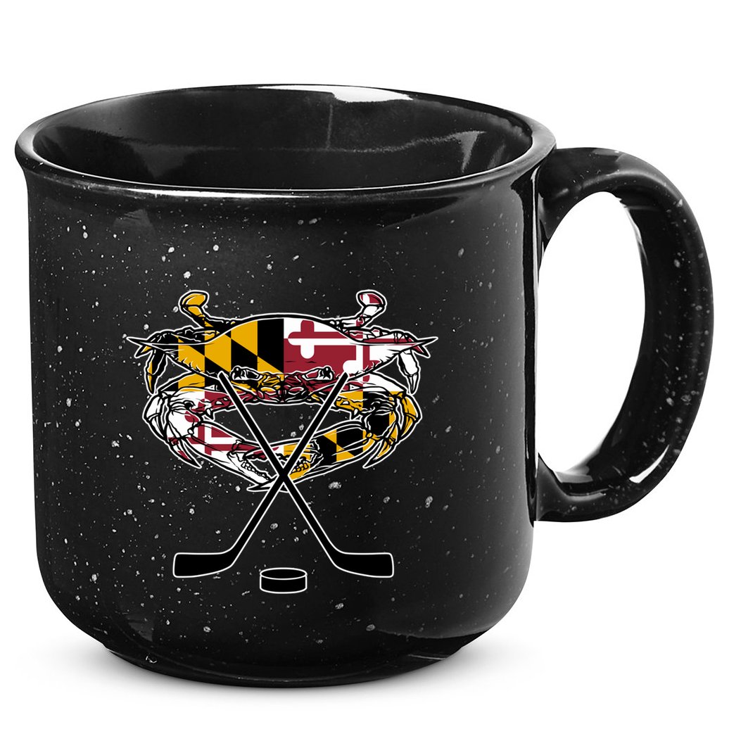 Maryland Crab State Pride Flag Gift Ice Hockey And Blue Crab Gift 15oz Campfire Ceramic Mug