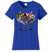 Maryland Crab State Pride Flag Gift Ice Hockey And Blue Crab Gift Women's T-Shirt