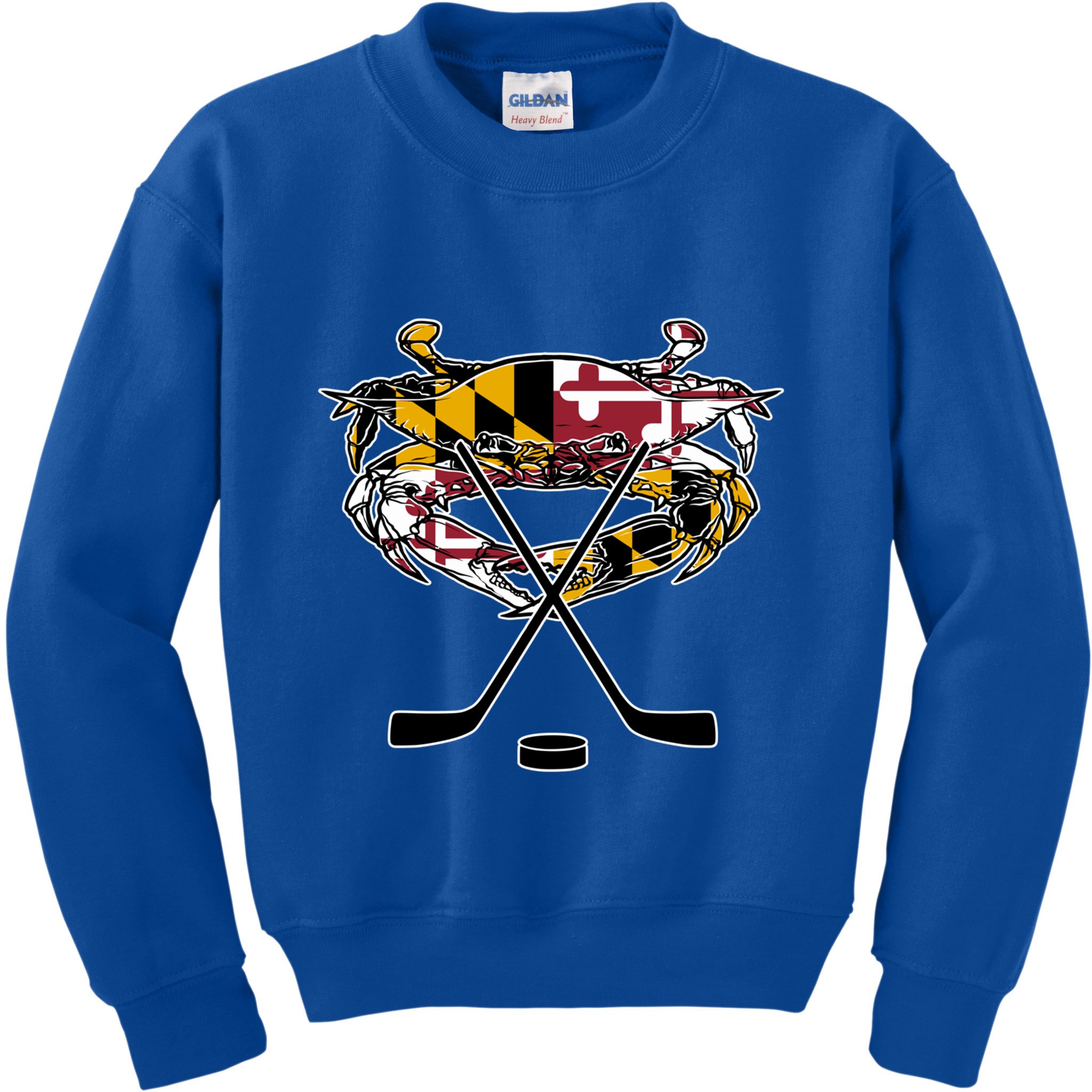 Maryland Crab State Pride Flag Gift Ice Hockey And Blue Crab Gift Kids Sweatshirt