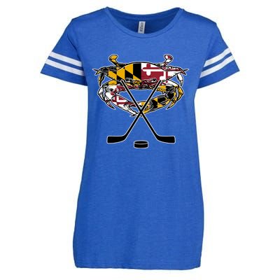 Maryland Crab State Pride Flag Gift Ice Hockey And Blue Crab Gift Enza Ladies Jersey Football T-Shirt