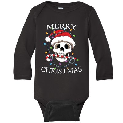 Merry Christmas Skull Skeleton Baby Long Sleeve Bodysuit