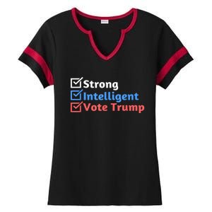 Maga Checklist Strong Intelligent Women For Trump Girl Gift Ladies Halftime Notch Neck Tee