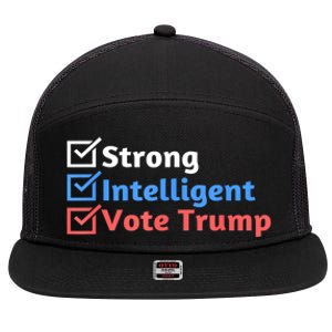 Maga Checklist Strong Intelligent Women For Trump Girl Gift 7 Panel Mesh Trucker Snapback Hat