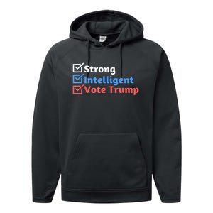 Maga Checklist Strong Intelligent Women For Trump Girl Gift Performance Fleece Hoodie