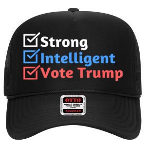 Maga Checklist Strong Intelligent Women For Trump Girl Gift High Crown Mesh Back Trucker Hat