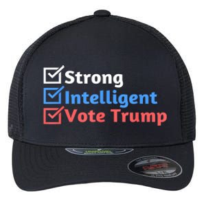 Maga Checklist Strong Intelligent Women For Trump Girl Gift Flexfit Unipanel Trucker Cap