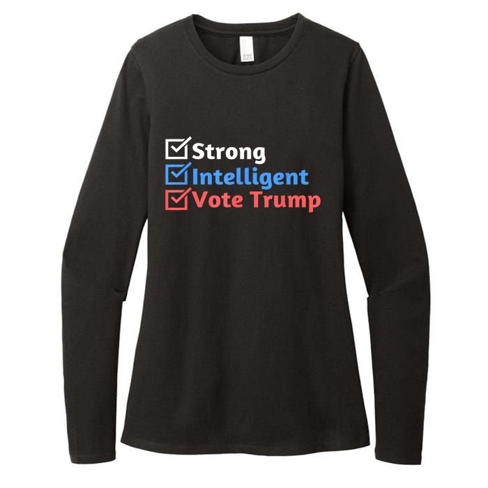 Maga Checklist Strong Intelligent Women For Trump Girl Gift Womens CVC Long Sleeve Shirt