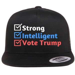 Maga Checklist Strong Intelligent Women For Trump Girl Gift Flat Bill Trucker Hat