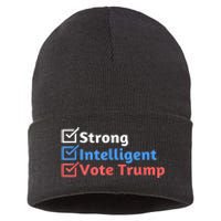 Maga Checklist Strong Intelligent Women For Trump Girl Gift Sustainable Knit Beanie