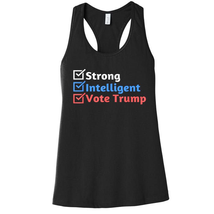 Maga Checklist Strong Intelligent Women For Trump Girl Gift Women's Racerback Tank