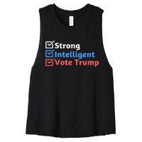 Maga Checklist Strong Intelligent Women For Trump Girl Gift Women's Racerback Cropped Tank