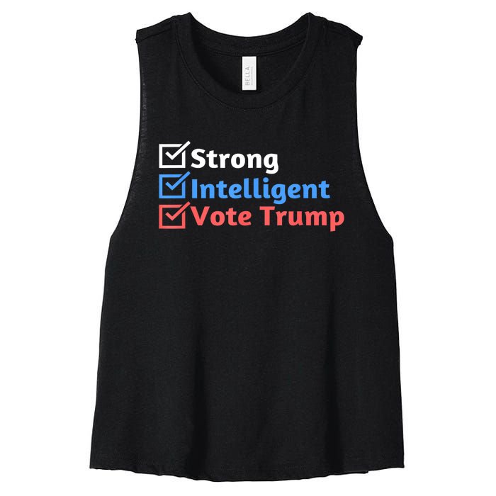 Maga Checklist Strong Intelligent Women For Trump Girl Gift Women's Racerback Cropped Tank