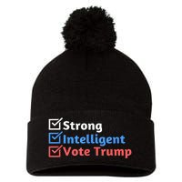 Maga Checklist Strong Intelligent Women For Trump Girl Gift Pom Pom 12in Knit Beanie