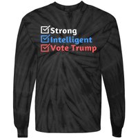 Maga Checklist Strong Intelligent Women For Trump Girl Gift Tie-Dye Long Sleeve Shirt