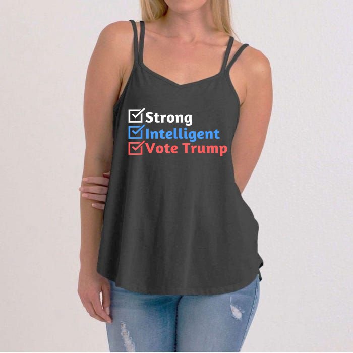 Maga Checklist Strong Intelligent Women For Trump Girl Gift Women's Strappy Tank