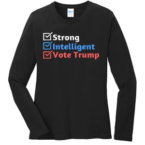 Maga Checklist Strong Intelligent Women For Trump Girl Gift Ladies Long Sleeve Shirt