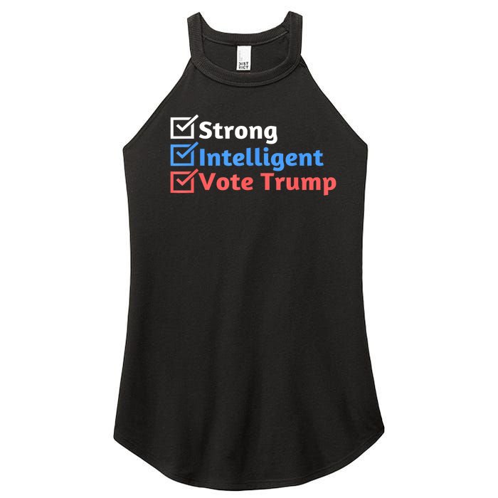 Maga Checklist Strong Intelligent Women For Trump Girl Gift Women's Perfect Tri Rocker Tank