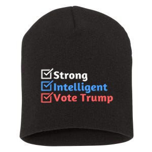 Maga Checklist Strong Intelligent Women For Trump Girl Gift Short Acrylic Beanie