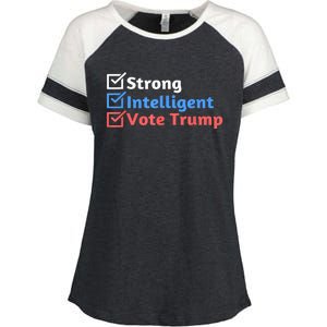 Maga Checklist Strong Intelligent Women For Trump Girl Gift Enza Ladies Jersey Colorblock Tee