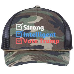 Maga Checklist Strong Intelligent Women For Trump Girl Gift Retro Rope Trucker Hat Cap