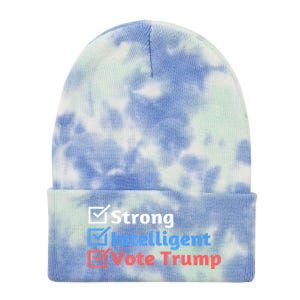 Maga Checklist Strong Intelligent Women For Trump Girl Gift Tie Dye 12in Knit Beanie