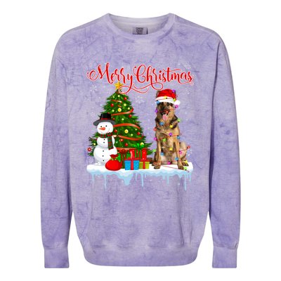 Merry Christmas Santa Ger Shepherd Dog Lover Xmas Pajama Gift Colorblast Crewneck Sweatshirt