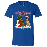 Merry Christmas Santa Ger Shepherd Dog Lover Xmas Pajama Gift V-Neck T-Shirt