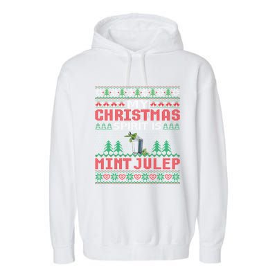 My Christmas Spirit Is Mint Julep Funny Cocktail Christmas Cute Gift Garment-Dyed Fleece Hoodie