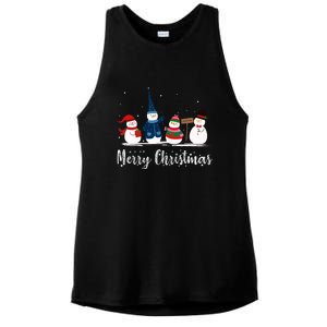 Merry Christmas Snowman Holiday Women Gift Xmas Ladies PosiCharge Tri-Blend Wicking Tank